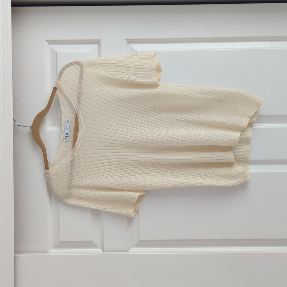 Zara sheer ribbed tee